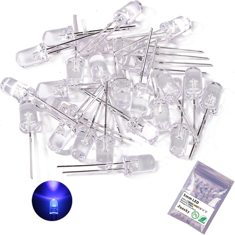 Juasky 150pcs 5mm LED Diode Lights,Clear Purple LED Light Emitting Diodes for Science Experiment DIY Projects - Image 1
